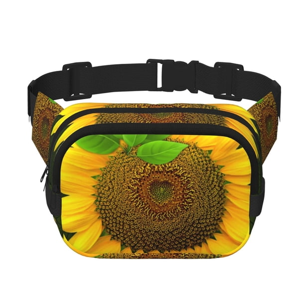 Balery Sunflower3 Mochila Cinturón para Mujeres y Hombres, Bolsa de Cintura Impermeable de Doble Capa con Correa