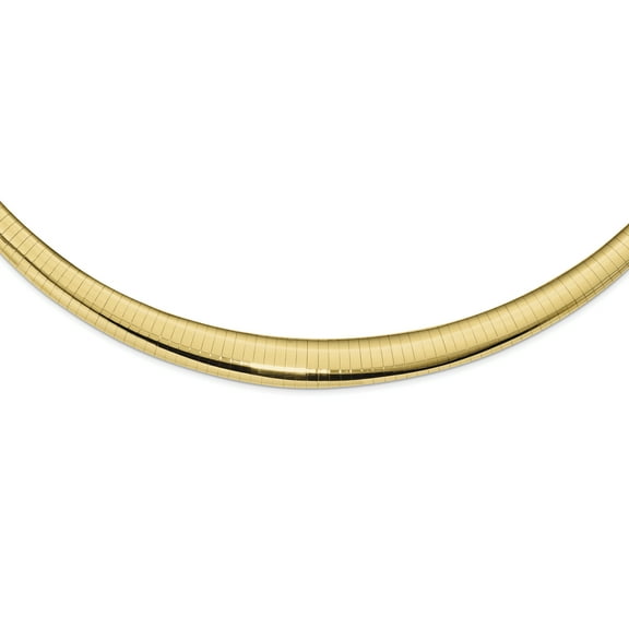 14K Yellow Gold Polished 4/8mm Graduated Omega Necklace 16 Inch