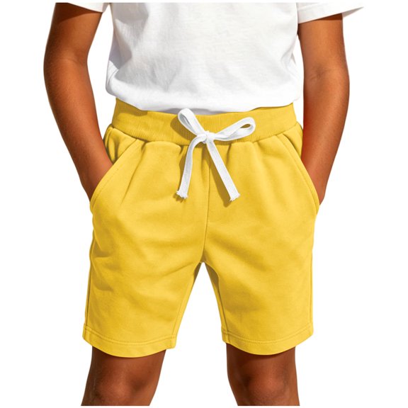 LEKWK Boys Cotton Workout Shorts Elastic Waist Drawstring Casual Bottoms Loose Fit Comfy Athletic Shorts with Pockets Summer Running Gym Outfits 0-12Y