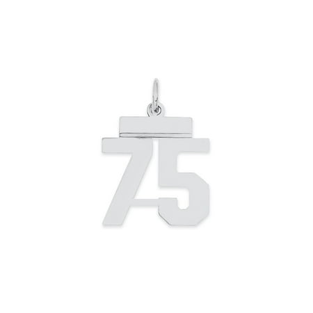 Diamond2Deal 925 Sterling Silver Rhodium-Plated Polished Number 75 Charm Pendant for Women