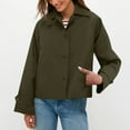 thumbnail image 4 of DAFPZW Womens Cropped Jacket Contrast Collar Coat Cargo Jacket Barn Jacket Outwear Solid Button Down Coat with Pockets, 4 of 9