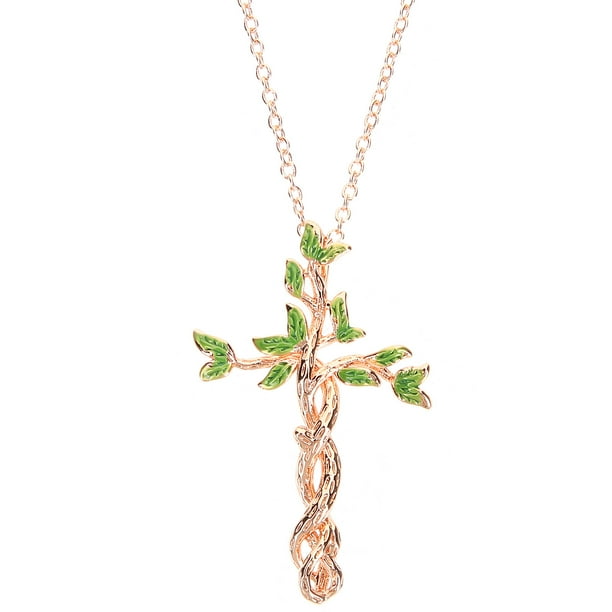 KAKOWELY Collar con colgante de cruz de árbol, collar con colgante de cruz de moda para mujer