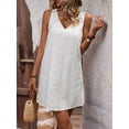 thumbnail image 4 of Jaimenalin Women'S V-Neck Summer Casual Beach Dress Vacation Sleeveless Sundress White Small Flowers L, 4 of 9