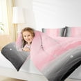 thumbnail image 4 of Homewish Abstract Gradient Stripes Full Size Comforter Sets,Lines Geometric Pattern Bedding Comforter Set,Pink Gray Black Bedding Sets For Boys Girls,Breathable Home Decor Reversible,3-Piece, 4 of 8