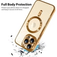 thumbnail image 2 of iPhone 14 Pro Max Case Magnetic Plating [Support Magsafe Charger] Wireless Anti-Skid Edge Shockproof Electroplate Four Corner Cushion Durable Full Body Protection Cover-Gold, 2 of 13