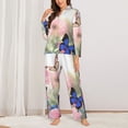 thumbnail image 2 of Fotbe Butterfly And Flowers Pattern Long Sleeve Pajama Set for Women,Sleepwear Set,2-piece Loungewear Set,Soft PJs Comfy Nightwear with Pockets -Small, 2 of 7