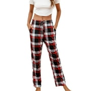UKAP Women Casual Plaid Pants Pajamas Lounge Pants Sleepwear