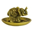 thumbnail image 3 of Feng Shui Golden Elephant With Trunk Up Lotus Padma Incense Burner Dish Figurine, 3 of 8