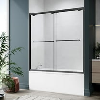 Sunny Shower Satin Black Tub Sliding Shower Door 60" W x 58" H with 1/4 in. Clear Glass 60 in. Tub.