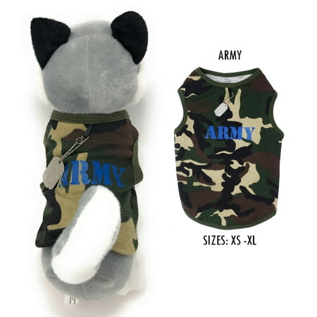 Small Pet Tank Puppy Army Summer Clothes Dog Outfit Apparel Costume with Dog