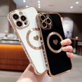 thumbnail image 4 of for iPhone 14 Pro Max Case Magnetic, Cute Heart Phone Case for Women Men Luxury Plating Full Camera Lens Protect Soft Silicone Shockproof Bumper for iPhone 14 ProMax Case 6.7" (Black), 4 of 11