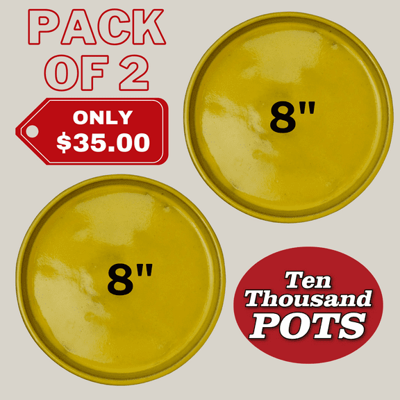 Round | Atomic Yellow Ceramic Plant Saucer | High Fired Ecofriendly Clay - Sizes 8"-19.5" - FREE SHIPPING (8"W-PACKOF2, AtomicYellow, HighFiredCeramicClay)