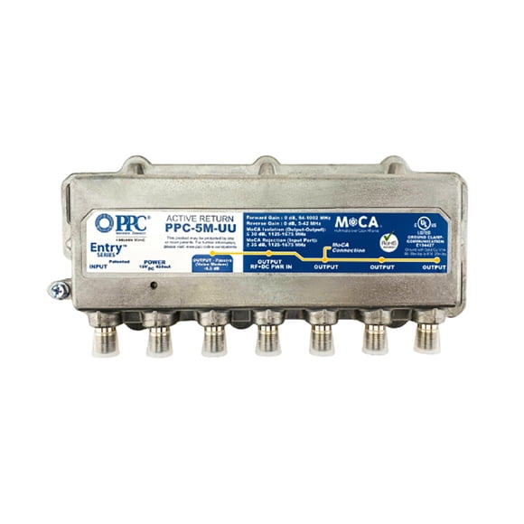 Divisor de amplificador coaxial de retorno activo de 5 puertos habilitado para MoCA PPC-5M-U / U