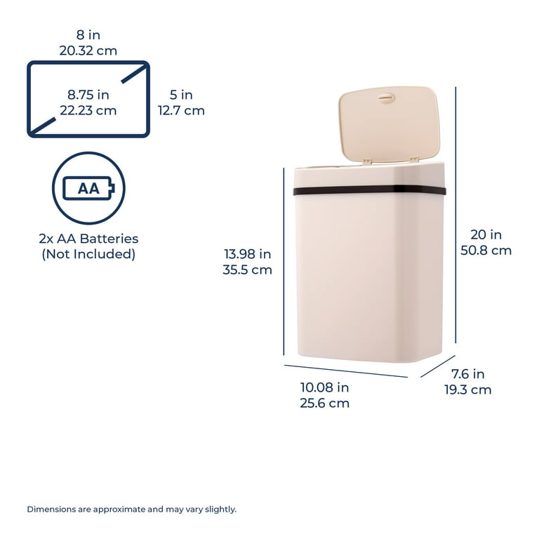 Nine Stars Automatic Bathroom Trash Can, 3 Gallon Plastic Motion