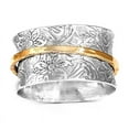 thumbnail image 5 of Stainless Steel Flower Pattern Wide Style Rotating Spinner Anxiety Pressure Rlief Band Ring, 5 of 9