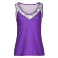 thumbnail image 5 of safuny Women's Loose Tank Tops Solid Sequined Retro Cami Tops Sleeveless V Neck Vest Elegant Casual Fit Beach Blouses Fashion Summer Purple XXL, 5 of 9