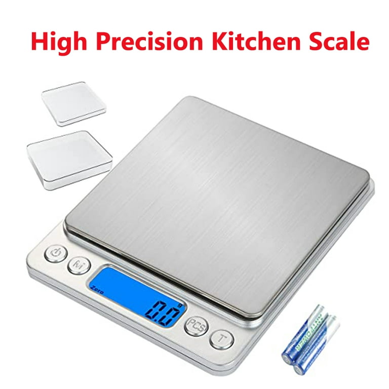 TASHHAR Kitchen Scale High Precision Lightweight Portable Small Platform  Scale with LCD Display Digital Electronic Scale Durable Battery 3kg/0.1g  for Household Food Weighing Gram Scale 