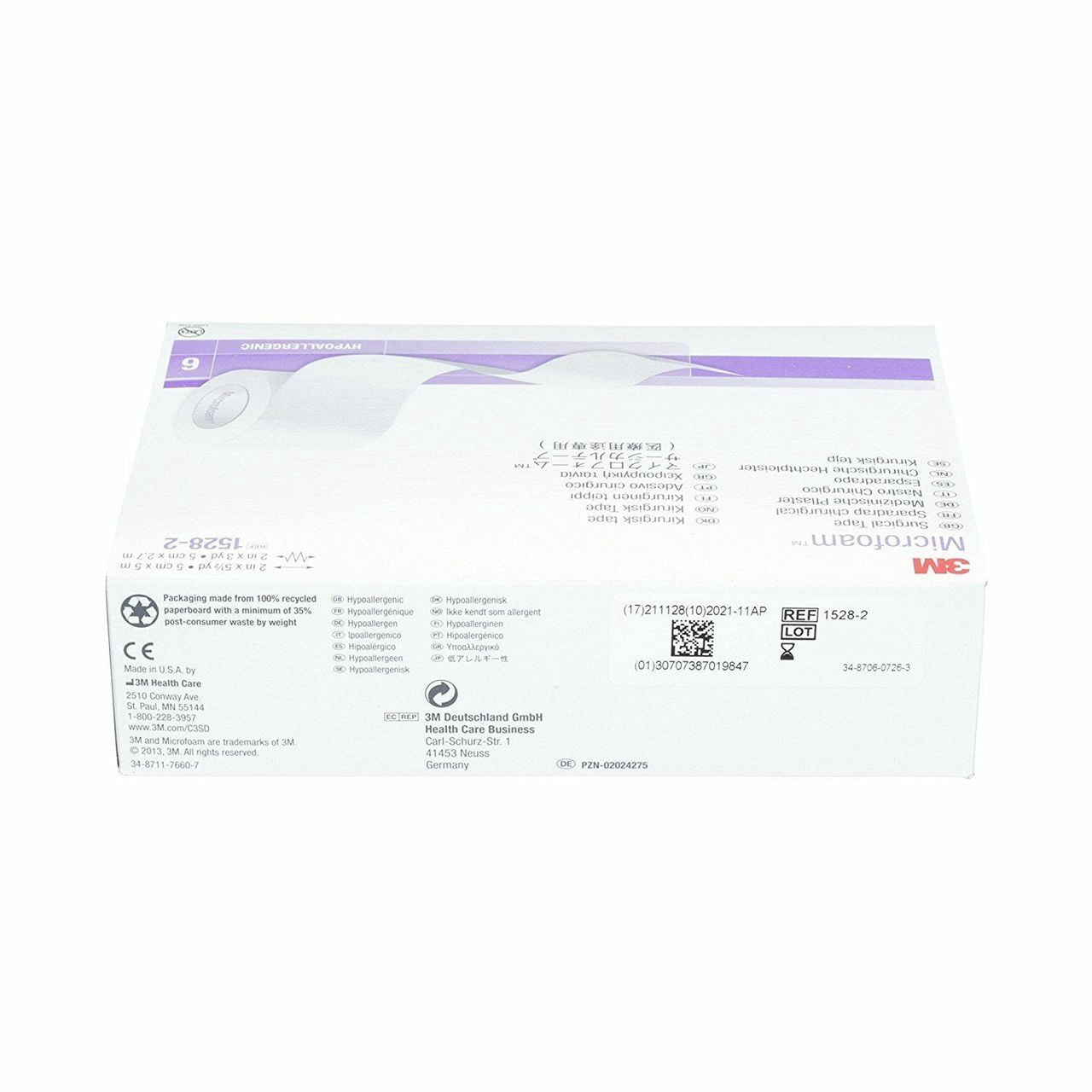 Microfoam Elastic Foam Surgical Tape 1528-2 Box of 6, White