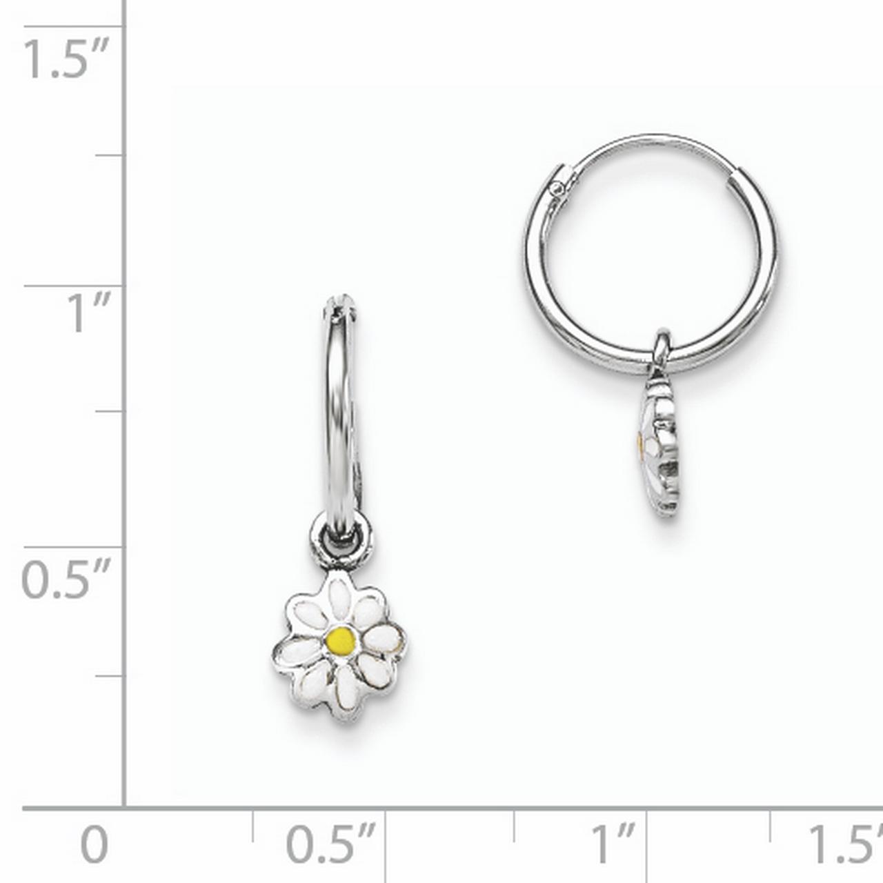 Sterling Silver Rhodium-plated Polished CZ Butterfly Children Hoop Earrings