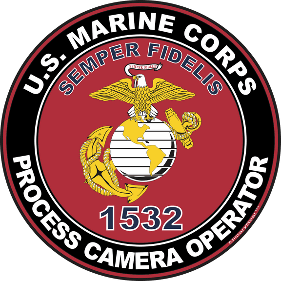U.S.M.C. MOS 1532 Process Camera Operator Decal 3.8" - Red