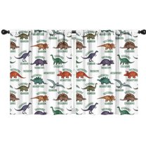 Blackout Kids Curtains,White Cartoon Dinosaurs Names Pattern Childrens Insulated Curtains Set Of 2,Bedroom Essentials,Toddler Room Decor 42"x54"