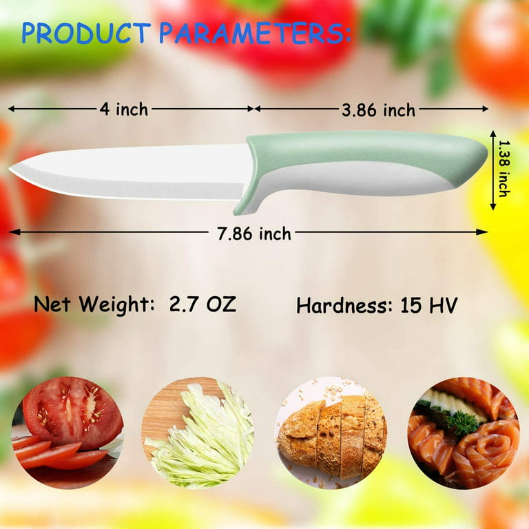 Ceramic Knife Ultra Sharp Kitchen Paring Knife with Stain Resistant,  Multi-Color Handles Used for Cutting Vegetable Fruit 