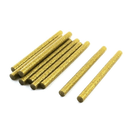 Unique Bargains 10 Pcs 7mm Gold Tone Giltter Hot Melt Glue Sticks for Electric Tool Heating