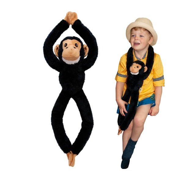 EcoBuddiez Tree Huggers - Chimp from Deluxebase. 28 inch Hanging Stuffed Animals made from Recycled Plastic Bottles. Eco-friendly cuddly plush toy and perfect cuddly gift for kids.