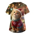 thumbnail image 3 of Garbnen Christmas Scrub Tops Women Plus Size V Neck Short Sleeve Women's Tops, Tees & Blouses Winter Fall Xmas Print Nursing Uniform with Pockets S-5xl, 3 of 4