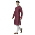 thumbnail image 4 of Ethnix Men's Indian Band Collar Micro Dobby Thread Print Kurta Tunic Pajama Set; Magenta; XL, 4 of 6