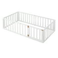 thumbnail image 4 of Bellemave Twin Size Floor Bed with Fence and Door, Wood Montessori Bed Frame, Floor Bed Frame, Slats Not Included (Twin, White), 4 of 11