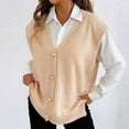 thumbnail image 3 of Womens Open Front Cardigan Vest Knitwear Button Down Casual Sweater Vests Loose Split Knitted Sweaters Beige, Free Size, 3 of 5