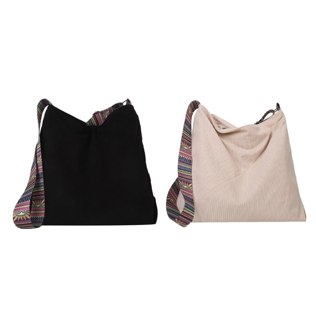 Bolso de mano grande para mujer, bolso cruzado, bolso de moda para mujer, bolso de pana, bolso de hombro de moda, negro y blanco roto