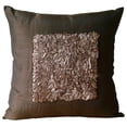 thumbnail image 1 of Funda de almohada decorativa marrón para sofá de 40 x 40 cm (16 x 16 pulgadas), funda de almohada de seda con cremallera, color liso, bordado de cinta, almohada decorativa moderna - Amor de chocolate, 1 of 3