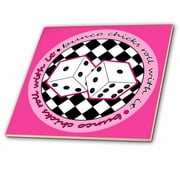3dRose Bunco Chicks Roll With It Pink - Ceramic Tile, 12-inch