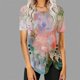 thumbnail image 4 of Blusas de Manga Corta para las Mujeres Botón Impreso Cuello Redondo Top Casual, Blusas para las Mujeres Casual, 4 of 5
