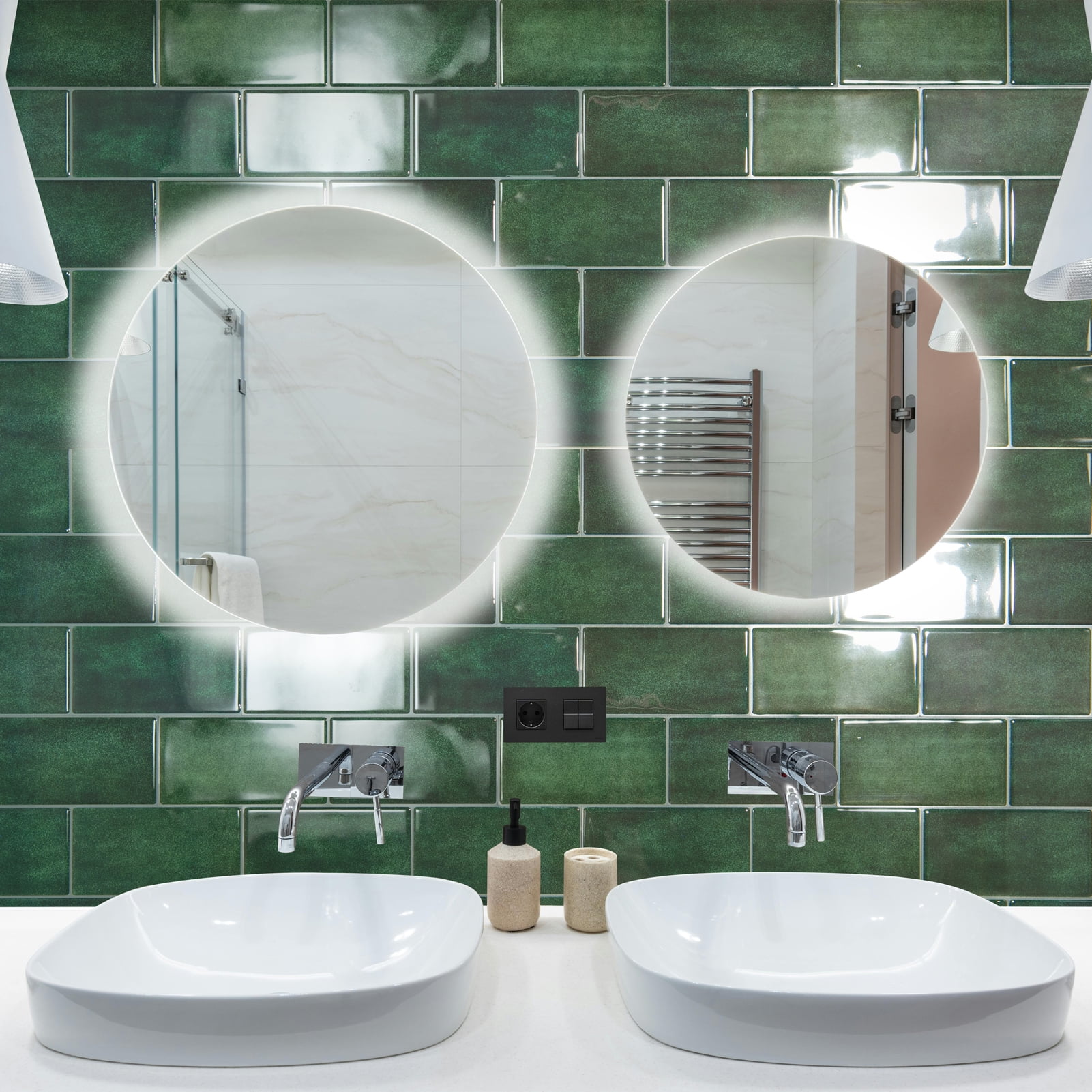 10PCS 10.6''x12.6'' Peel and Stick Backsplash in Green,Heavy-Duty Self-adhesive Subway Tile for Kitchen Bathroom
