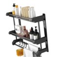 thumbnail image 2 of Bathroom Storage Rack Wall-mounted Stainless Steel Towel Rack for Toilet Bathroom Kitchen Hanging Accessories Double Layer Black 50cm, 2 of 4
