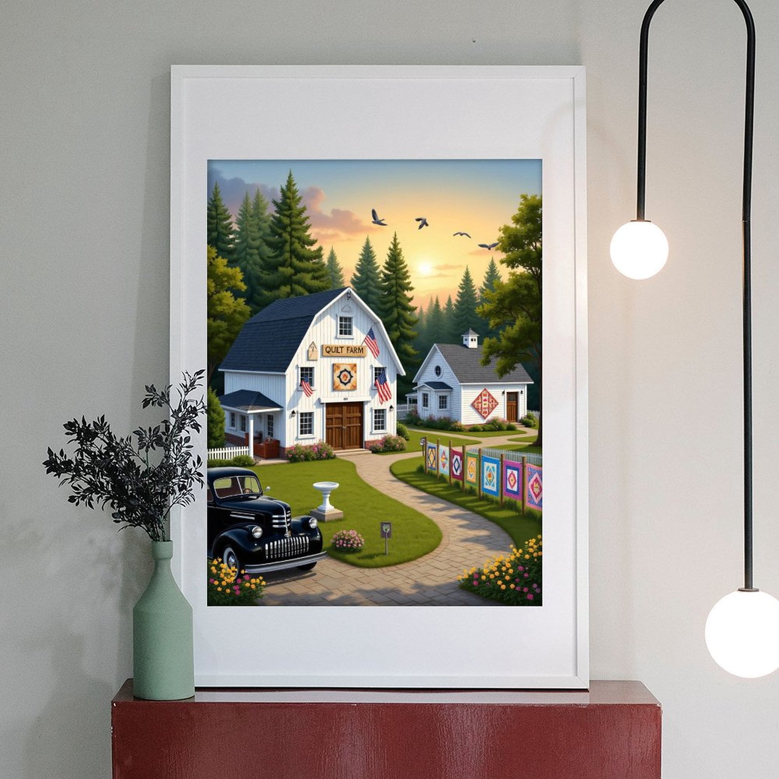 Diamond Art Kit for Adults, Quilt Farm Scenic Sunrise Rural Diamond Painting for Adults Beginners, 5D DIY Diamond Art Painting Kits, Colorful Diamond Painting Craft for Home Decor 12x16