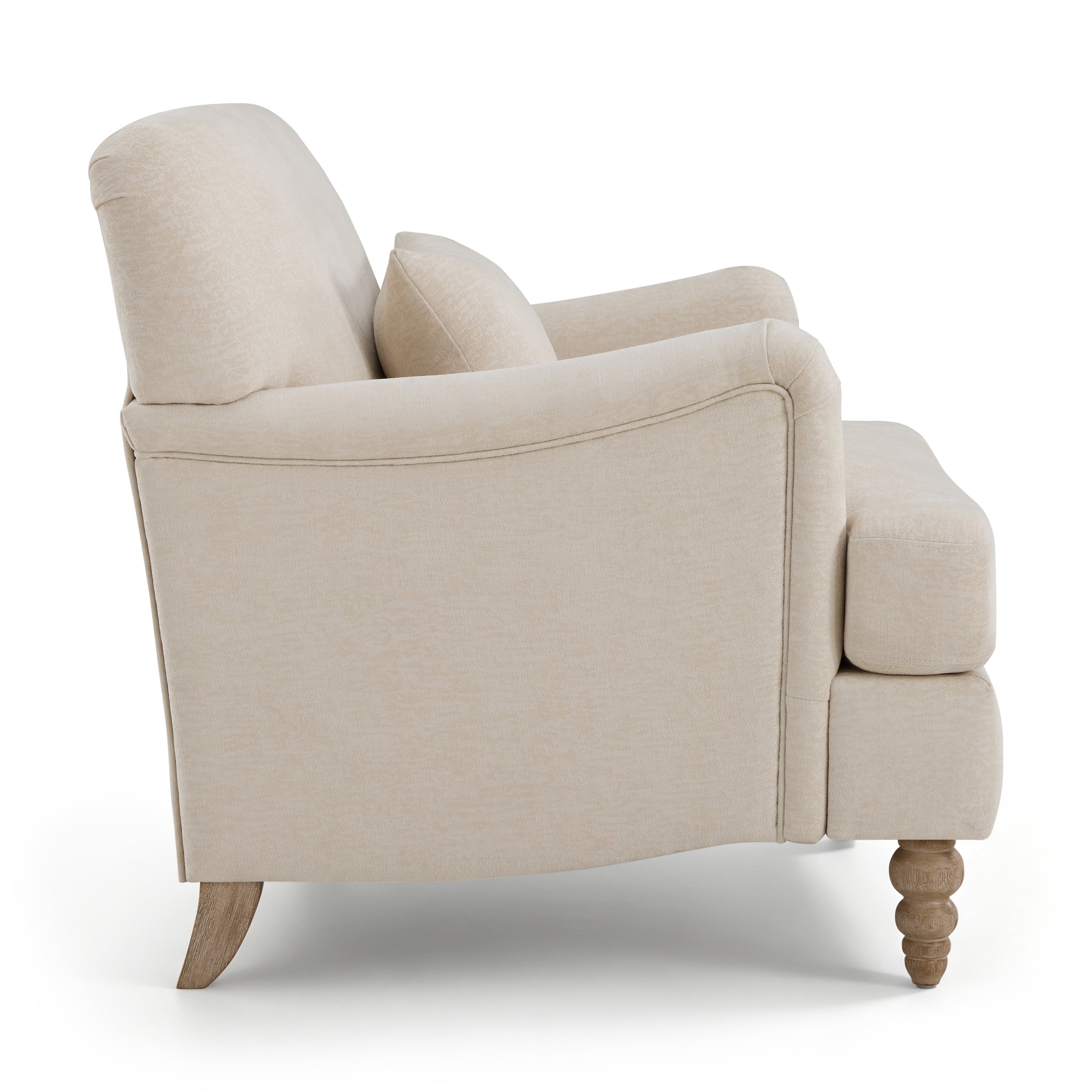 GARITIN Oversized Accent Chair 40.5 Inch, Modern Upholstered Armchair with Lumbar Pillow and Turned Wood Legs for Living Room, Beige