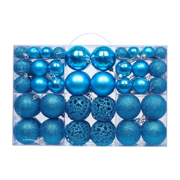 100 unidades de adornos navideños colgantes irrompibles con etiquetas para adornos navideños para las fiestas. Azul