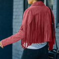 thumbnail image 5 of Suede Tassel Crop Jacket Women Fringed Hem Tassel Cardigan Vintage Lapel Hippie Motor Biker Streetwear Coat, 5 of 7