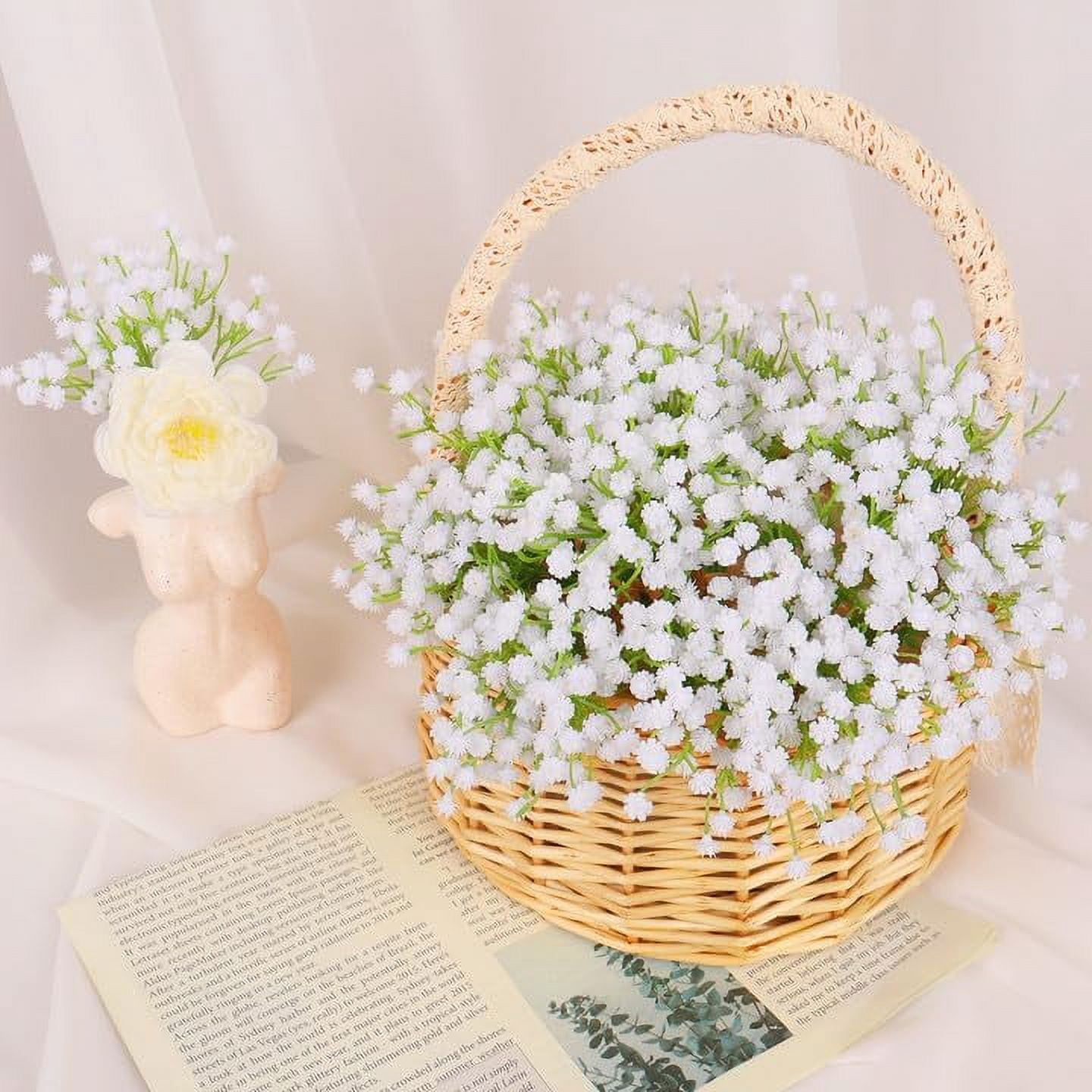 30 PCS Babys Breath Artificial Flowers Fake Babys Breath Flowers Artificial Bulk White Gypsophila Bouquets Real Touch Faux Flowers for Wedding Floral Arrangement Party Home Decoration