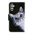 thumbnail image 2 of SaniMore for Samsung Galaxy A34 5G 2023 Wallet Case, Color Painting Pattern with Kickstand Card Slots Detachable Wrist Strap Girls Women PU Leather Case Magnetic Clasp For A34 5G, Curious Cat, 2 of 8