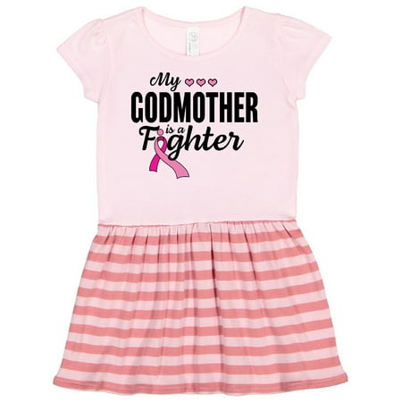 

Inktastic Breast Cancer Awareness My Godmother is a Fighter Gift Toddler Girl Dress