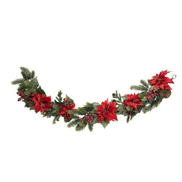 60 Inch Poinsettia & Berry Garland