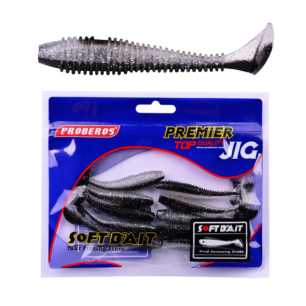 10pcs Lifelike Worm Fishing Lures Soft Crank Baits T-tail Fish Tackle Lures NEW 