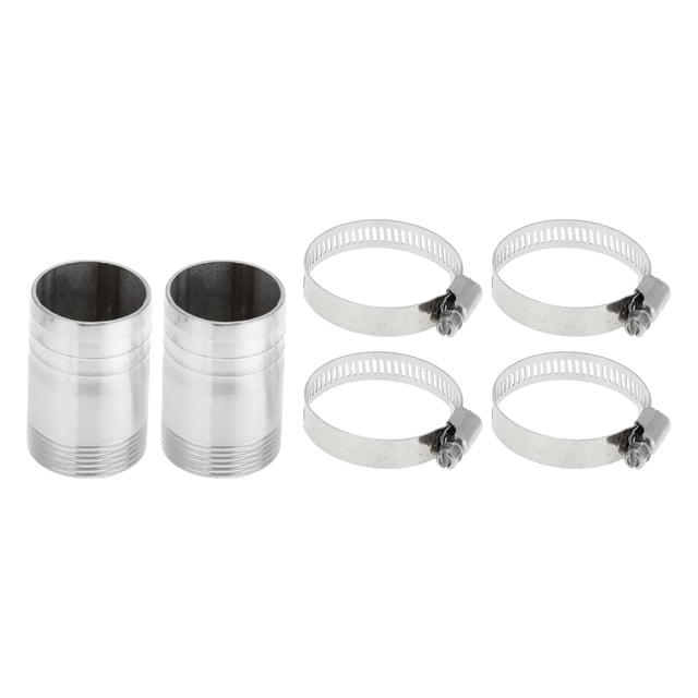 Accesorios para manguera de acero inoxidable 201 Unique Bargains 1.6" OD 1.2" BSPT Conector macho en forma de I para aire, agua, aceite, gas, combustible 1 juego tono plateado