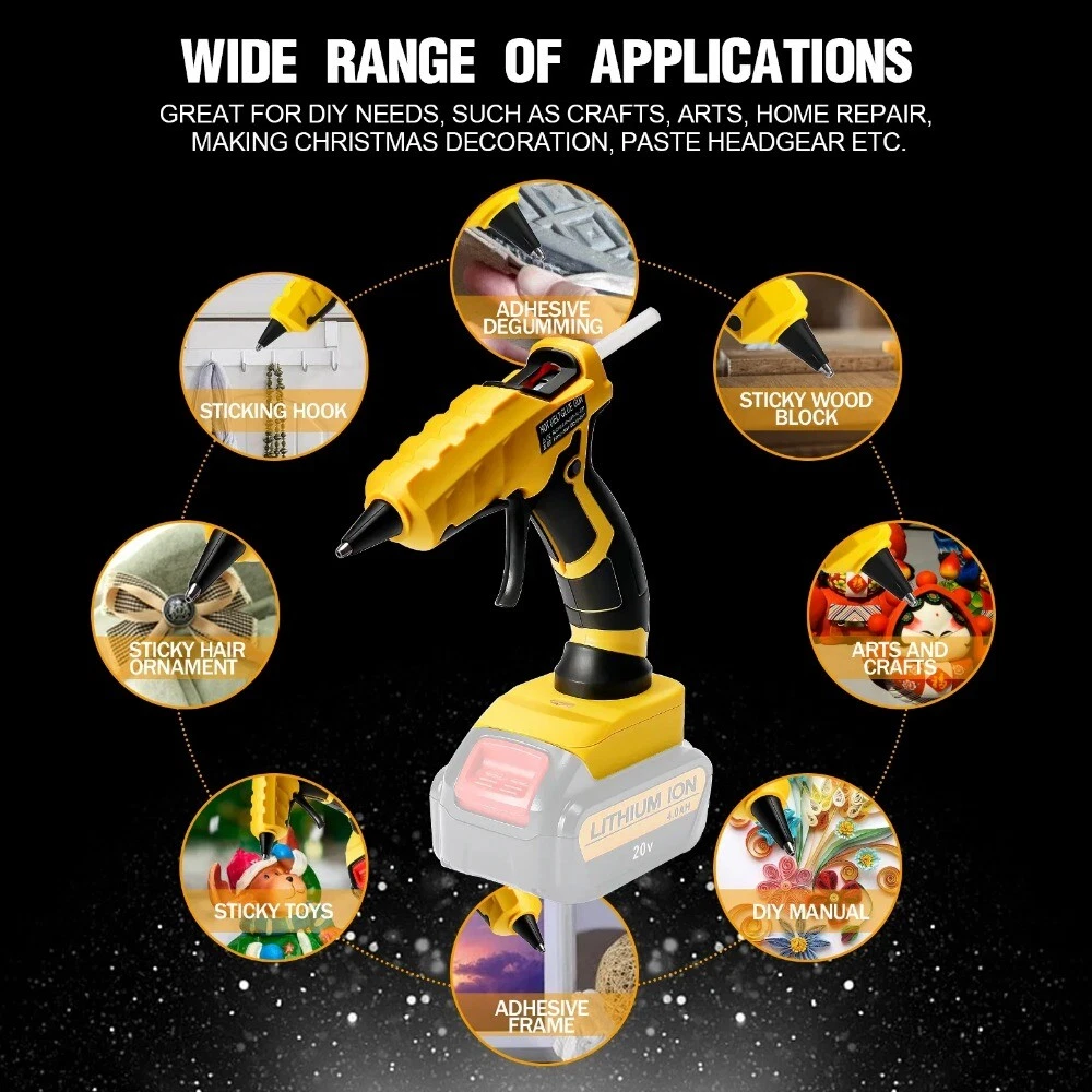 Cordless Hot Melt Glue Gun with 30pcs 7mm Glue Sticks DIY Crafts Tool for Dewalt