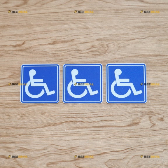 Handicap Symbol Wheelchair Disabled Car Truck Sticker Decal Vinyl Blue Square - 3 Pack Reflective 6"